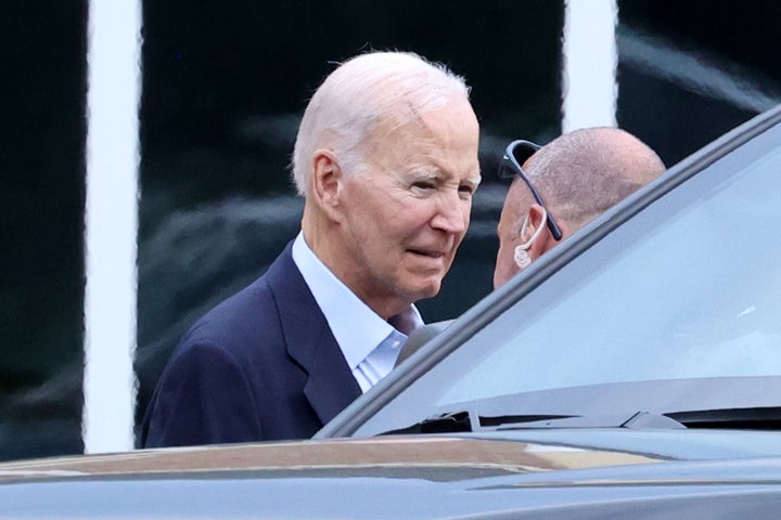 Former President Joe Biden is seen leaving church on Sept. 6 in Wilmington, Delaware.