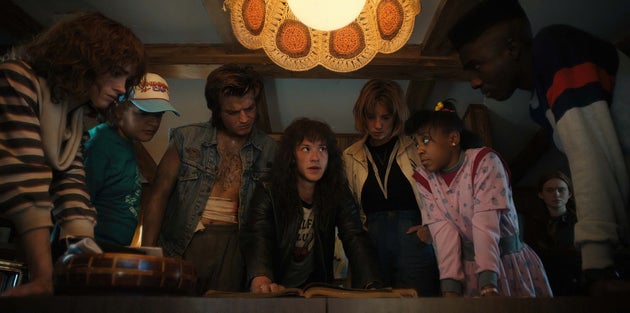 Stranger Things stars Natalia Dyer, Gaten Matarazzo, Joe Keery, Joseph Quinn, Maya Hawke, Priah Ferguson, Sadie Sink and Caleb McLaughlin in season four