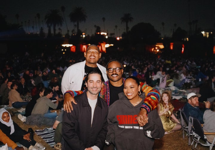 (L-R) Omar Benson Miller, Sev Ohanian, Ryan Coogler and Zinzi Coogler at Cinespia's outdoor screening of "Sinners" on Friday.