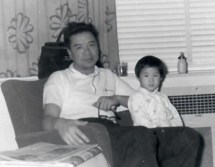 The author with her father in 1963 in their Park Forest, Illinois, home.