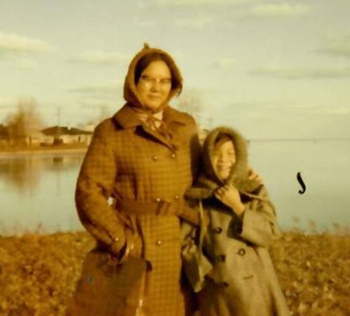 The author with her mother in 1969 near their lakeside home in St. Clair Shores, Michigan.