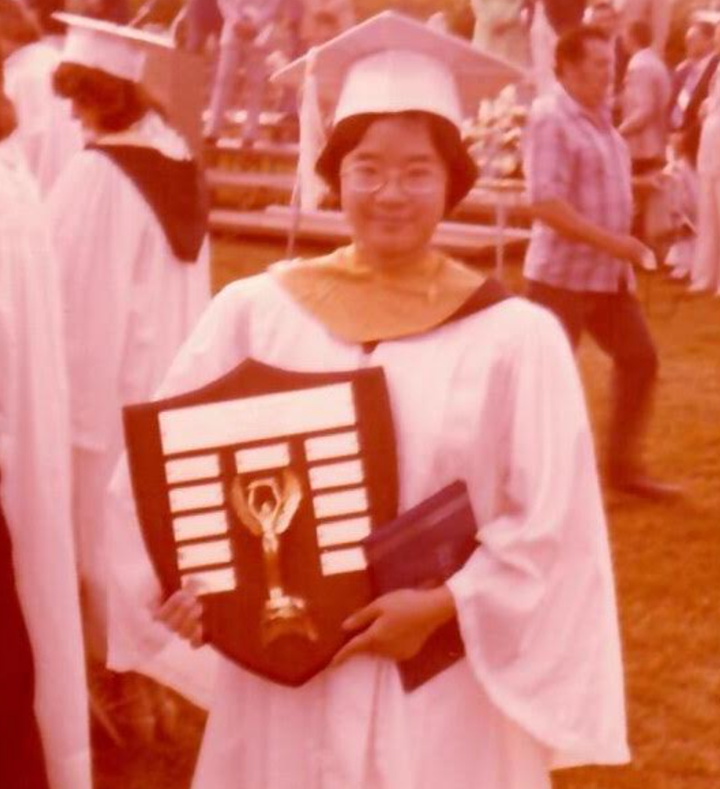The author at her high school graduation in St. Clair Shores, Michigan, in 1977.