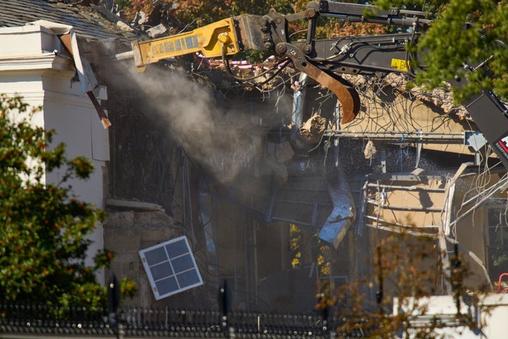 Demolition work continues on Tuesday on part of the East Wing of the White House, ahead of the construction of a new ballroom.