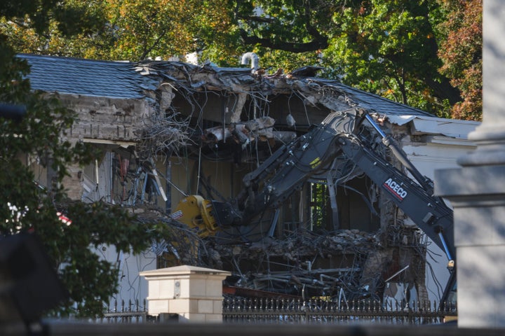 Work begins on the demolition of a part of the East Wing of the White House, Monday, Oct. 20.