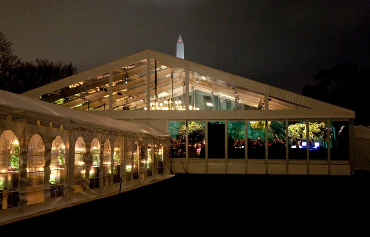 A large tent was erected for the State Dinner on the South Lawn of the White House Nov. 24, 2009, in Washington, D.C..