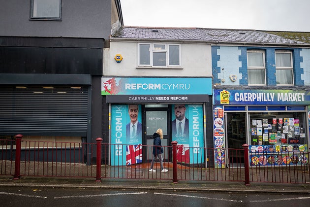 The Reform campaign office on Cardiff Road in Caerphilly.