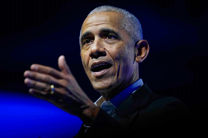 Former President Barack Obama speaks at the Obama Foundation Democracy Forum in Chicago in December 2024.
