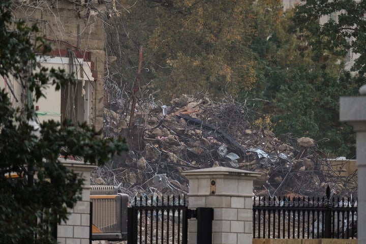 All The Donors Financing Trump’s Ballroom As He Demolishes The White Home 1 The rubble that was once the East Wing of the White House, pictured on Wednesday.