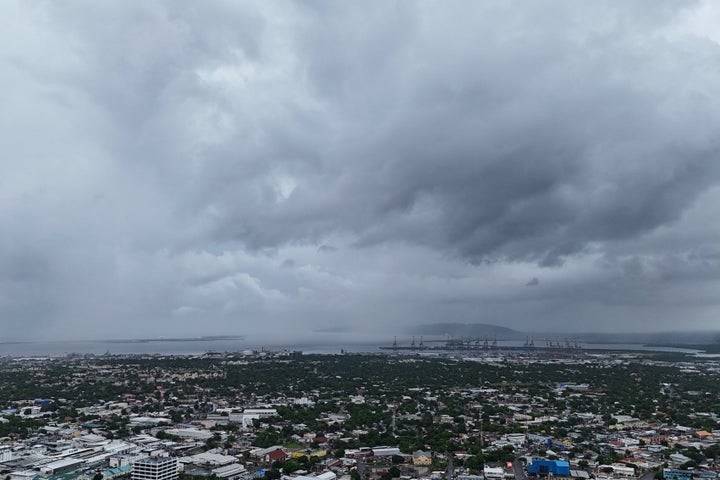 Clouds cover Kingston, Jamaica, ahead of the forecast arrival of Hurricane Melissa on Oct. 26, 2025.