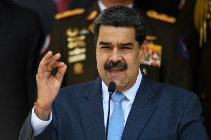 In this March 12, 2020 file photo, Venezuelan President Nicolas Maduro speaks at the Miraflores presidential palace in Caracas, Venezuela. (AP Photo/Matias Delacroix, File)