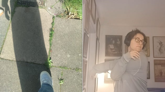 A quick midday walk on the left: stretching on the right