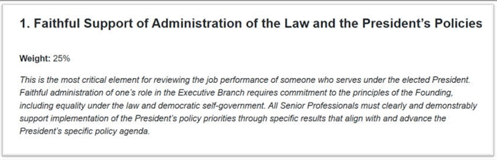 The Trump administration is now measuring the success of federal employees at the Department of Health and Human Services based on their level of support for implementing Trump's policies.