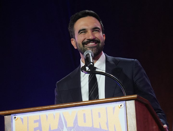 New York City mayoral candidate Zohran Mamdani speaks during an election rally at Forest Hills Stadium in New York on Oct. 26, 2025.