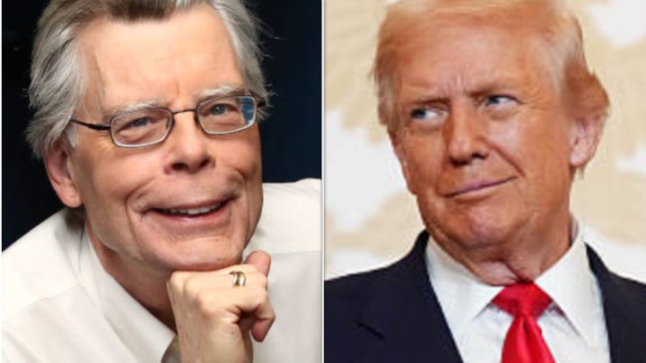 Stephen King, left, committed an error in his World Series X post about Donald Trump.