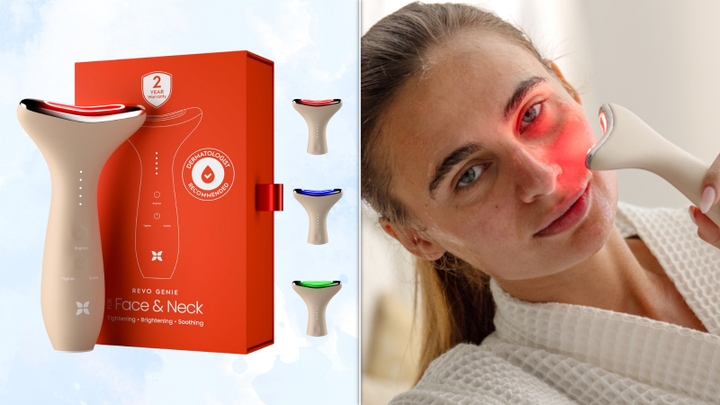 Reviewers swear this red light face massager helped lift wrinkles and clear fine lines.