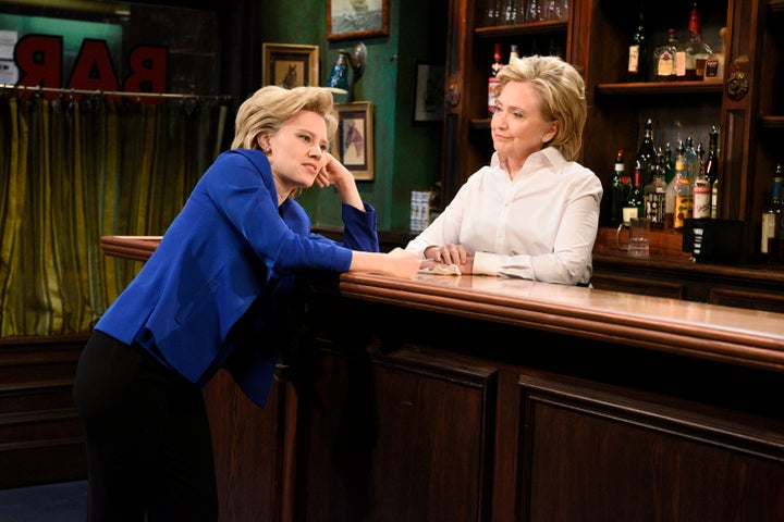 Kate McKinnon vents to politician Hillary Clinton while in character as the former presidential candidate during an October 2015 episode of "Saturday Night Live."