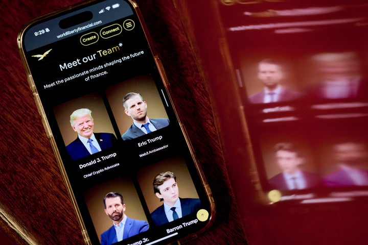 The World Liberty Financial website arranged on a smartphone in New York, US, on Wednesday, Feb. 12, 2025. Photographer: Gabby Jones/Bloomberg via Getty Images