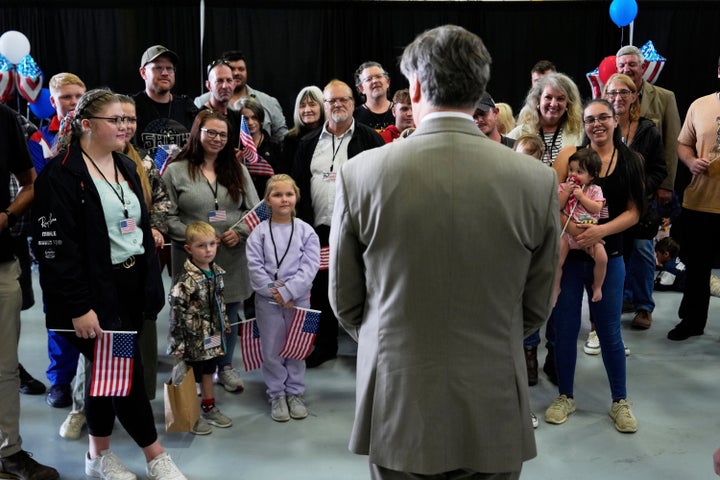 Deputy Secretary of State Christopher Landau greets Afrikaner refugees from South Africa, May 12, 2025, at Dulles International Airport in Dulles, Va. (AP Photo/Julia Demaree Nikhinson, File)