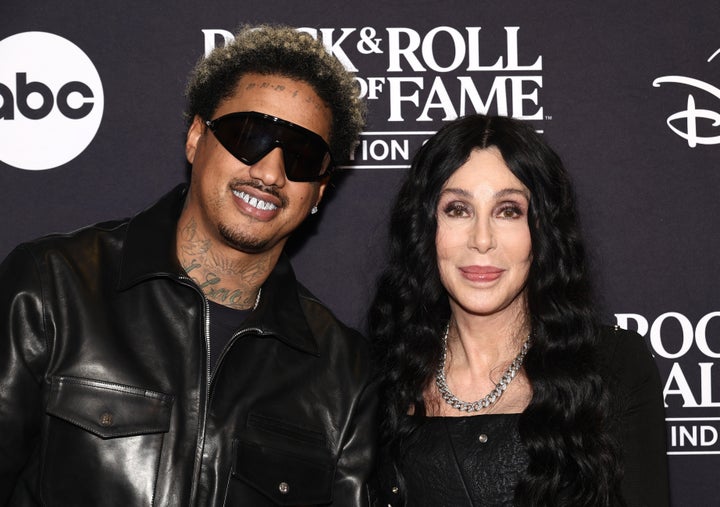 Alexander “AE” Edwards and Cher attend the 2024 Rock & Roll Hall of Fame induction ceremony on October 19, 2024 in Cleveland.