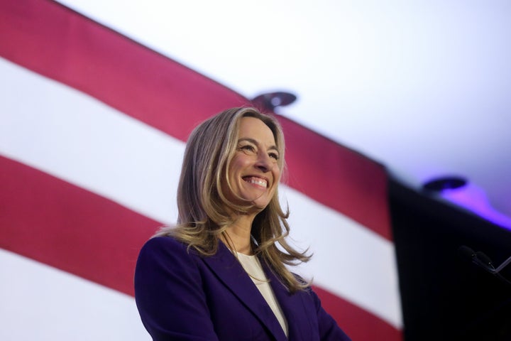 Representative Mikie Sherrill, Democratic gubernatorial candidate for New Jersey, during an election night event in East Brunswick, New Jersey, on Nov. 4, 2025.