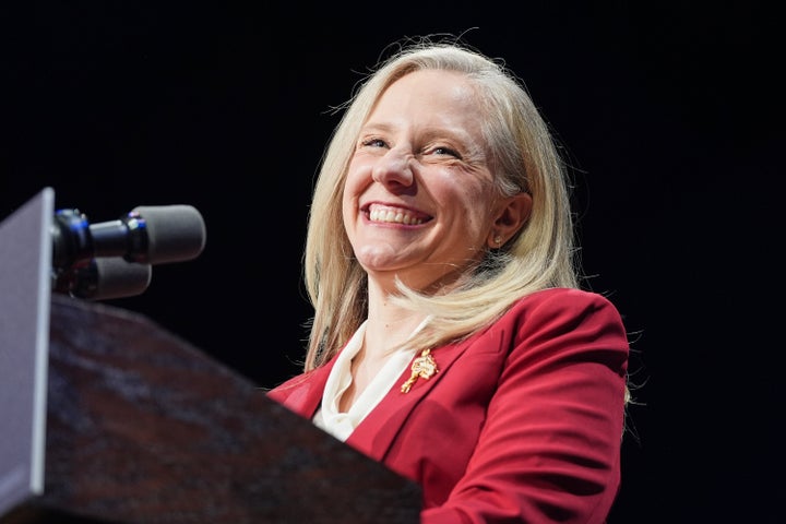 Democrat Abigail Spanberger looks out at the crowd after she was declared the winner of the Virginia governor’s race during an election night watch party on Nov. 4, 2025, in Richmond, Virginia.