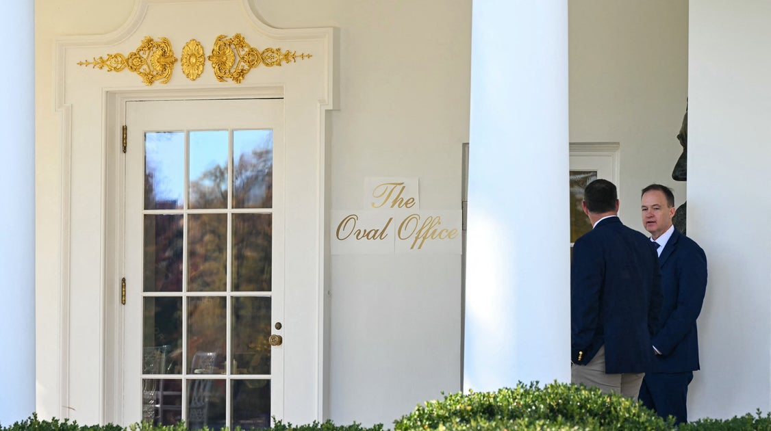 Trump Brutally Mocked After Adding Home Goods–Style Sign To Oval Office