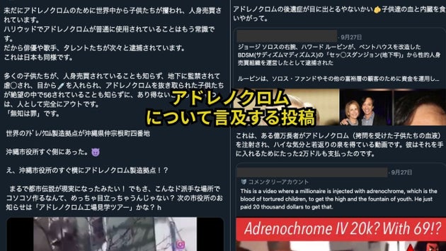 女性が公認心理師から話された「アドレノクロム」について言及する投稿（※画像を一部編集しています）