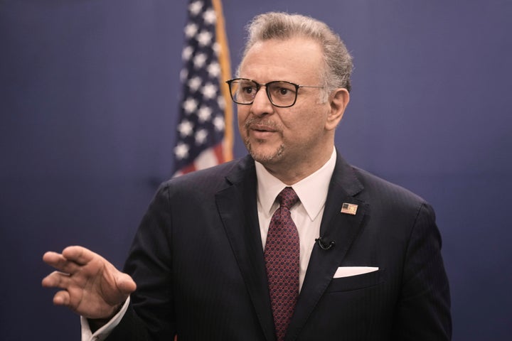 U.S. adviser for African affairs Massad Boulos speaks to The Associated Press at the U.S. embassy in Cairo, on Nov. 3, 2025. Boulos said the U.S. was working with the Sudanese army and the paramilitary Rapid Support Forces to bring about a humanitarian truce, and could have an announcement "soon."