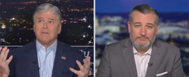 Sean Hannity brings the broken Ted Cruz back from the abyss 1 Sen. Ted Cruz (R-Texas) on Sean Hannity's Fox News show on Wednesday.