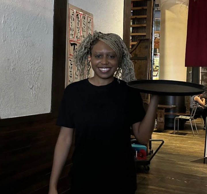 The author at the restaurant where she serves ramen.