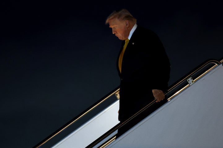 WEST PALM BEACH, FLORIDA - NOVEMBER 07: U.S. President Donald Trump walks off Air Force Ones as he arrives at Palm Beach International Airport on November 07, 2025 in West Palm Beach, Florida. President Trump is spending the weekend at his Mar-A-Lago resort. (Photo by Tasos Katopodis/Getty Images)
