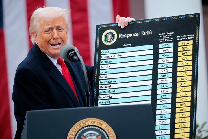President Donald Trump holds up a chart while speaking during a “Make America Wealthy Again” trade announcement event at the White House on April 2. Longtime supporter Sean Davis criticized the president and the Republican Party over the weekend.