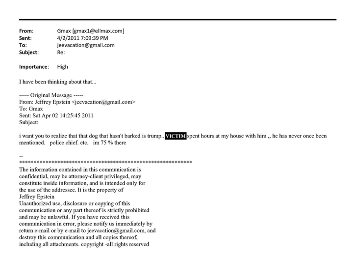 Email sent by Jeffrey Epstein.