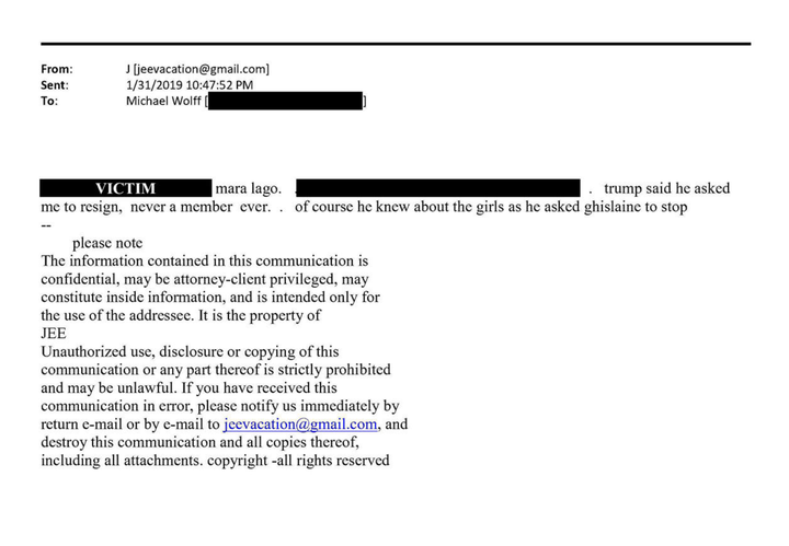 Email sent by Jeffrey Epstein.