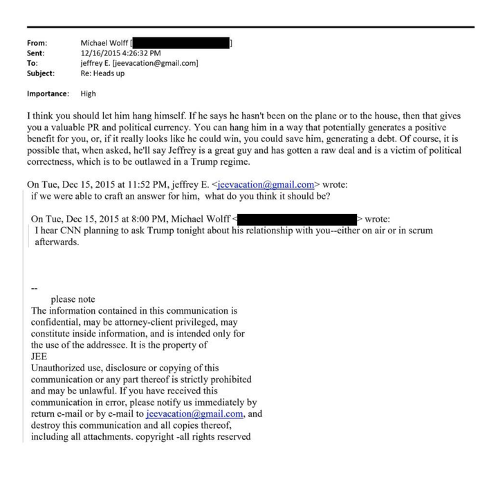 Email sent by Jeffrey Epstein.