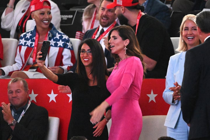 Reps. Lauren Boebert (R-Colo.), pictured left, and Nancy Mace (R-S.C.) are among the four Republicans to sign the Epstein petition.