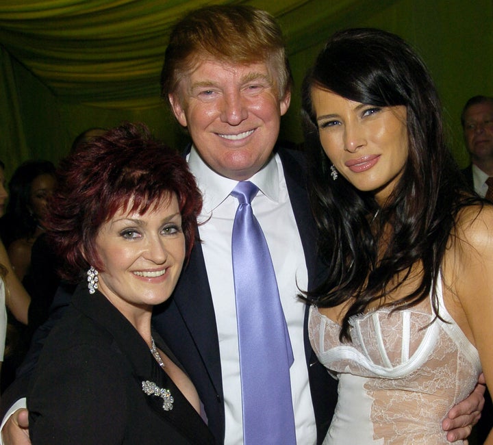 From left: Sharon Osbourne, Donald Trump and Melania Trump at the 12th Annual Elton John AIDS Foundation Oscar Party in 2004.