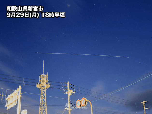 夜空を横切る国際宇宙ステーション(ISS)の軌跡（2025年9月29日）