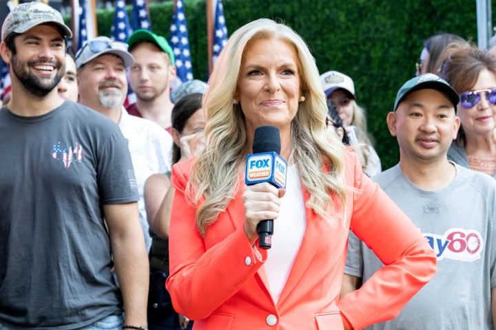 Janice Dean, pictured forecasting the weather in 2024, is taking time off to deal with unspecified health issues.