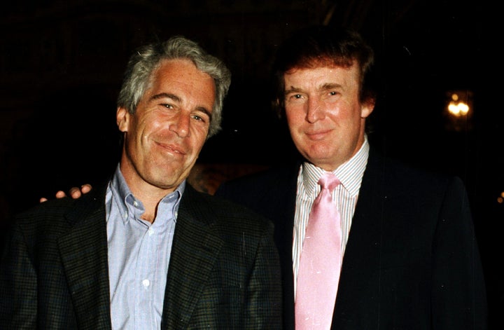 Jeffrey Epstein and President Donald Trump at Mar-a-Lago in Palm Beach, Florida on Feb. 22, 1997.