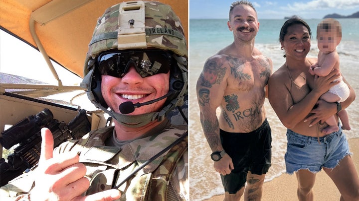 Sgt. Master Logan Ireland (left); Ireland, his wife and their niece in Hawaii (right)
