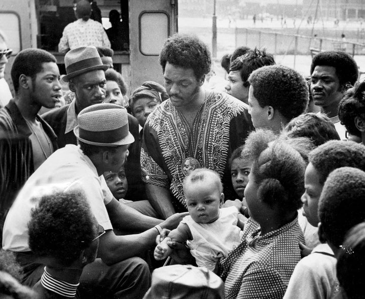 A young Jackson works with residents of Chicago's infamous Cabrini–Green housing projects in 1970.