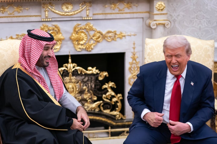 US President Donald Trump, right, and Mohammed bin Salman, Saudi Arabia's crown prince, during a meeting in the Oval Office of the White House in Washington, DC, US, on Tuesday, Nov. 18, 2025. Trump said the US would sell F-35 fighter jets to Saudi Arabia, offering Crown Prince Mohammed bin Salman a prize he's long cherished - even though many obstacles remain before he gets the stealthy planes. Photographer: Nathan Howard/Politico/Bloomberg via Getty Images