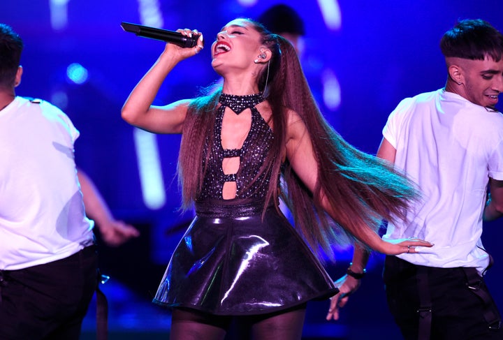 Ariana Grande performing live in 2018