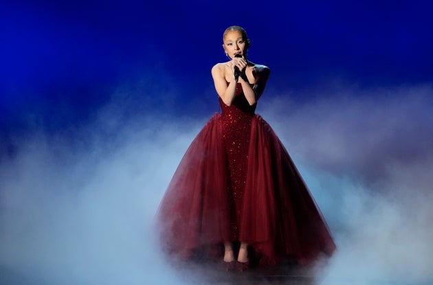 Ariana Grande on stage at the Oscars earlier this year