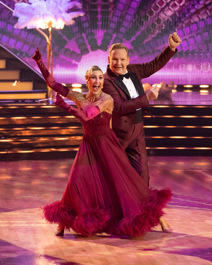 Andy Richter, pictured with Emma Slater on a recent "Dancing with the Stars," didn't dance around his criticism of Trump.