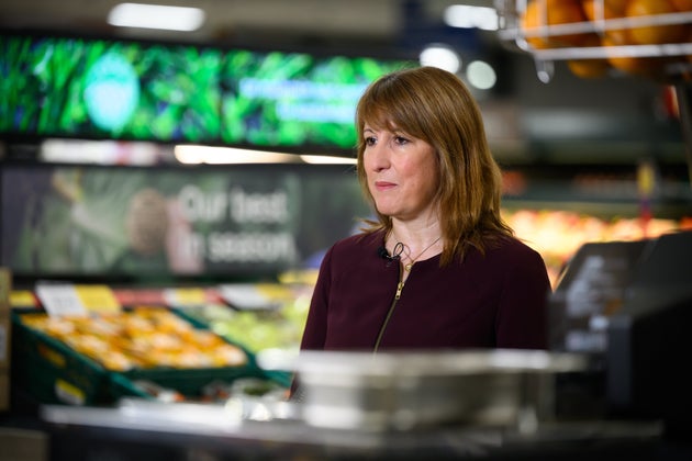 Rachel Reeves speaks visits a Tesco in London.