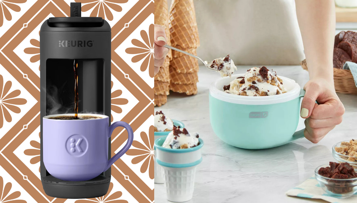 A micro Keurig and Dash mini ice cream maker