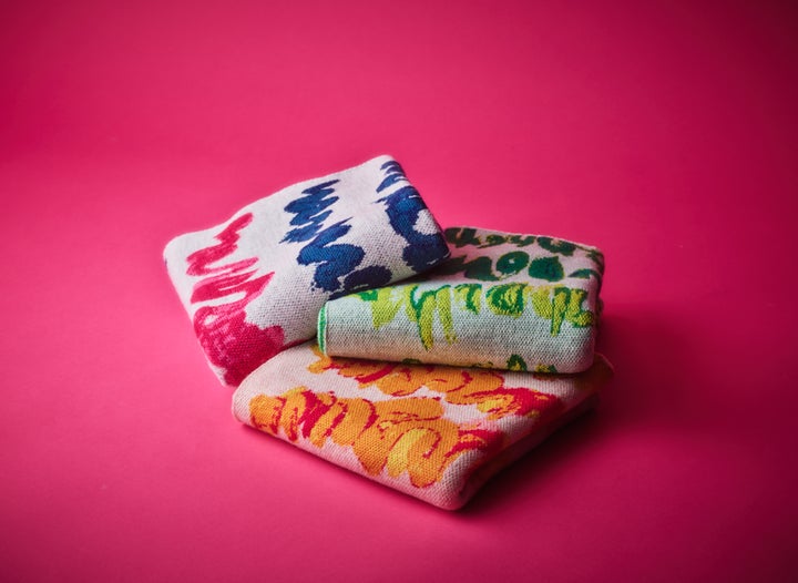 marina氏 ジャカードマフラー「blue brush-mm2025」