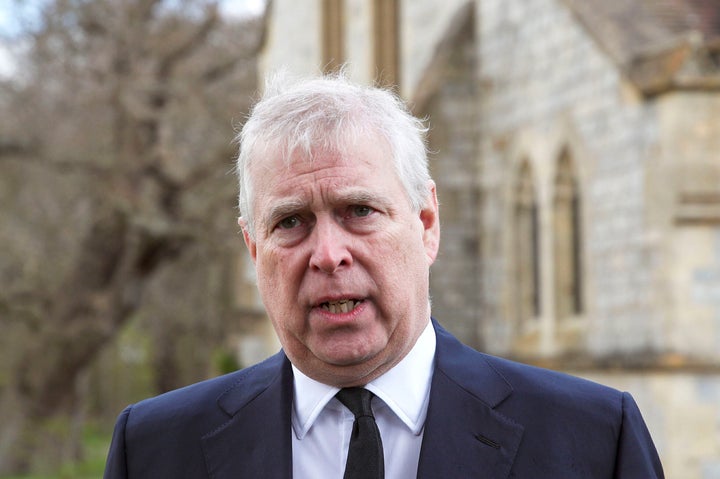 Britain's Prince Andrew speaks during a television interview at the Royal Chapel of All Saints at Royal Lodge in Windsor, on April 11, 2021.